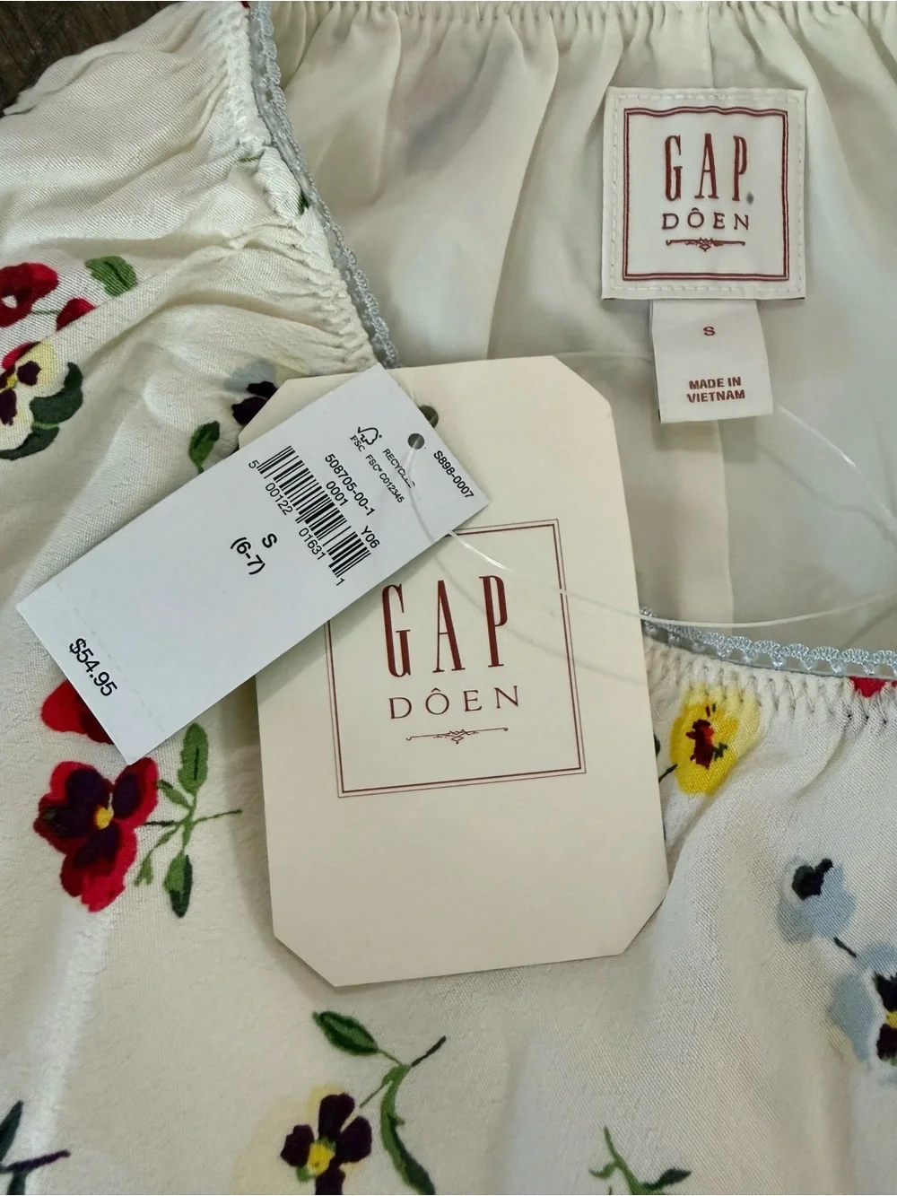 GAP x DOEN Girls Cream Floral Skater Skirt with Red, Yellow & Blue Blooms